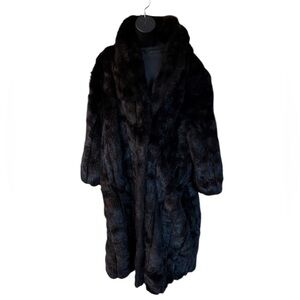Mobwife Faux Fur Dark Brown Full Length Fur Coat Monterey Fashions 2X
